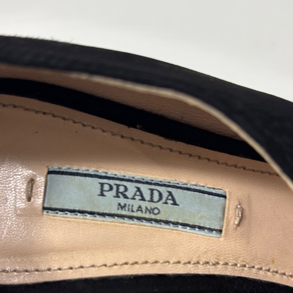 Prada Black Suede Heels with Gold Zipper - Picture 8 of 17